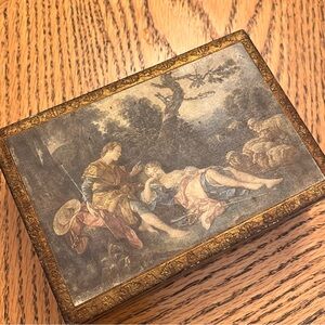 Vintage Italian Florentine Gilded Mini handmade Wooden Trinket Vanity Box
